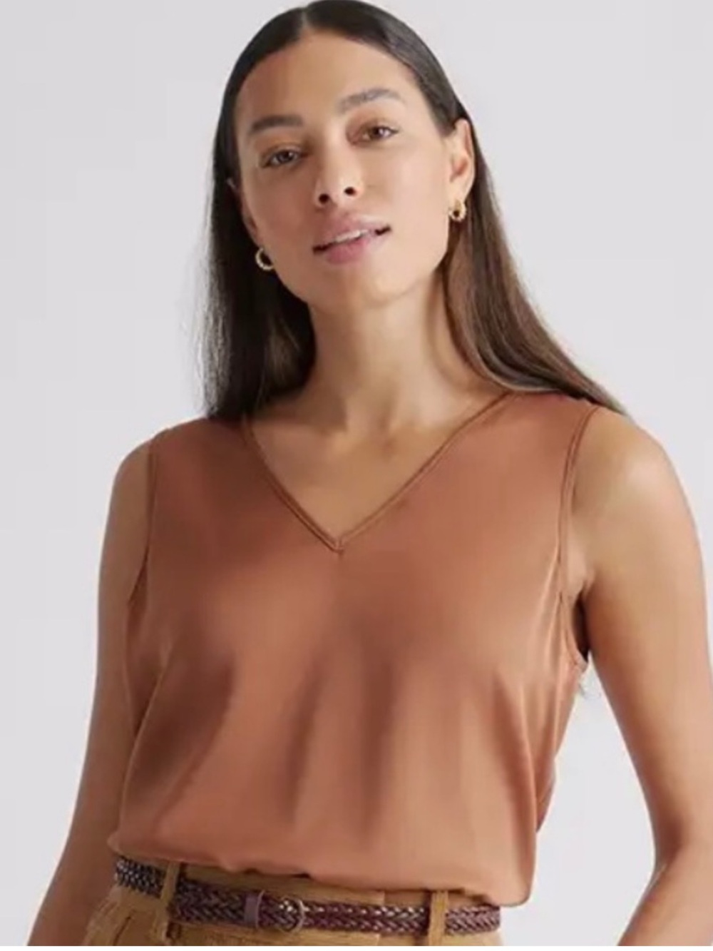 ❤️ Quince silk tank top blouse tee sleeveless copper tan brown